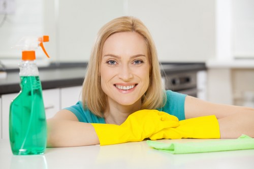 Kitchen surfaces being deeply cleaned in a Hampstead property
