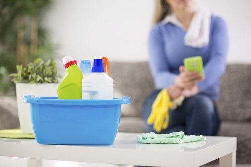 Trained cleaning staff using PPE during a Hampstead deep clean