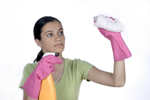 Local cleaner working in a Hampstead flat with careful attention to detail